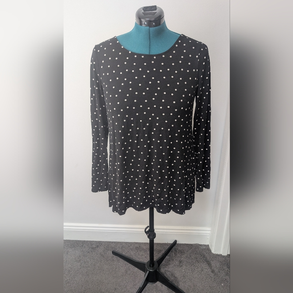 Chico's Long Sleeve Knit Top, Polka Dots And Flowers